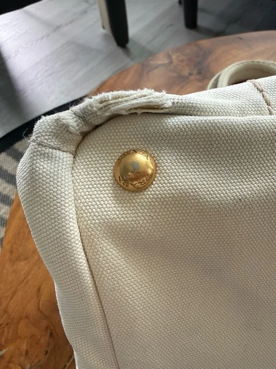 Prada White Canvas Tote - Picture 4 of 9